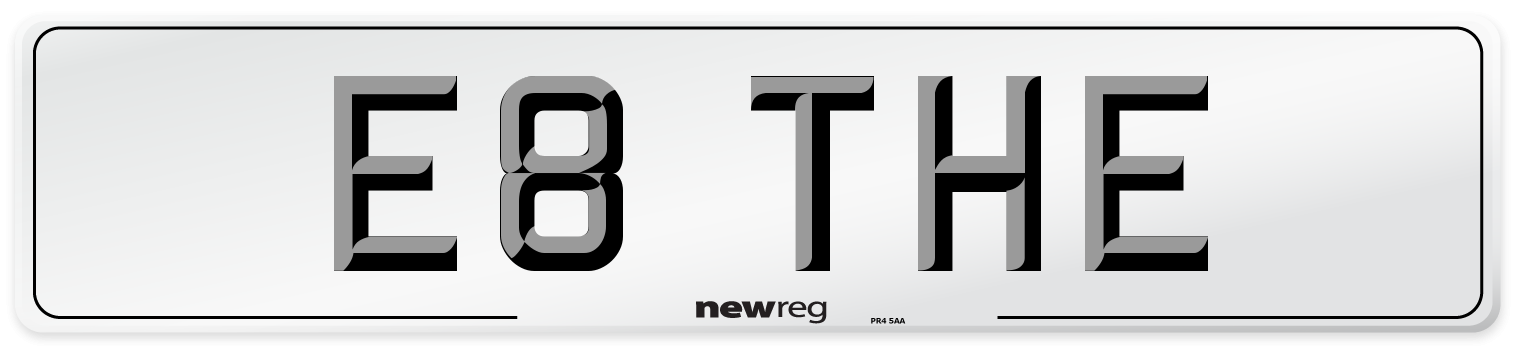 E8 THE Front Number Plate