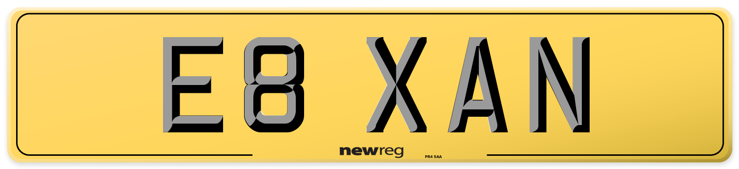 E8 XAN Rear Number Plate