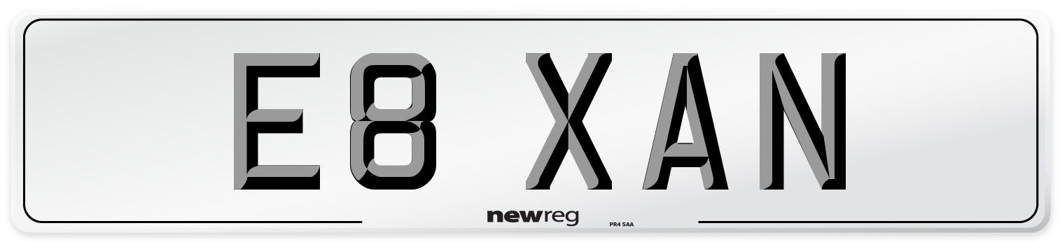 E8 XAN Front Number Plate