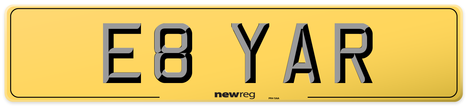 E8 YAR Rear Number Plate