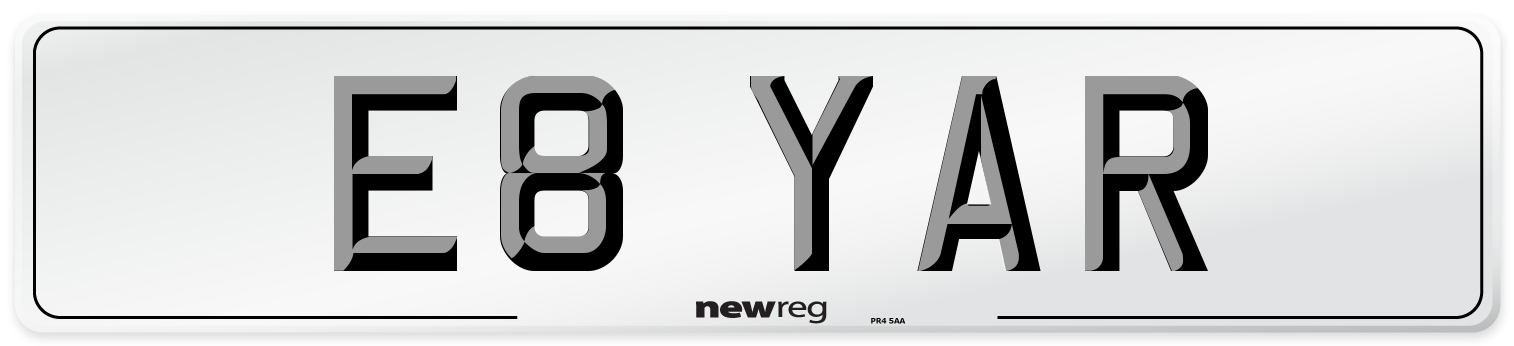 E8 YAR Front Number Plate