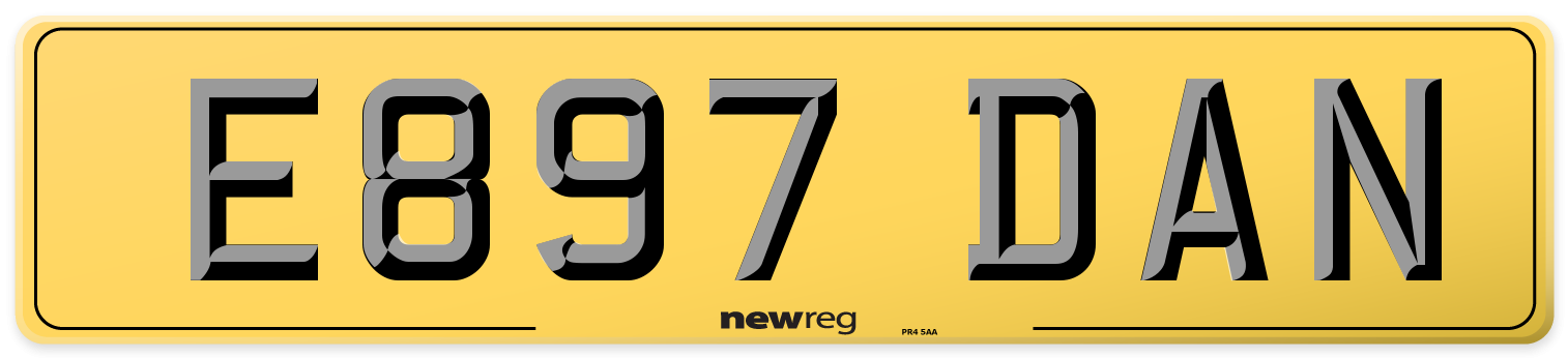 E897 DAN Rear Number Plate