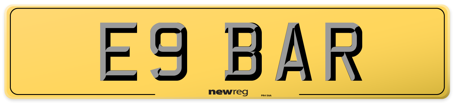 E9 BAR Rear Number Plate