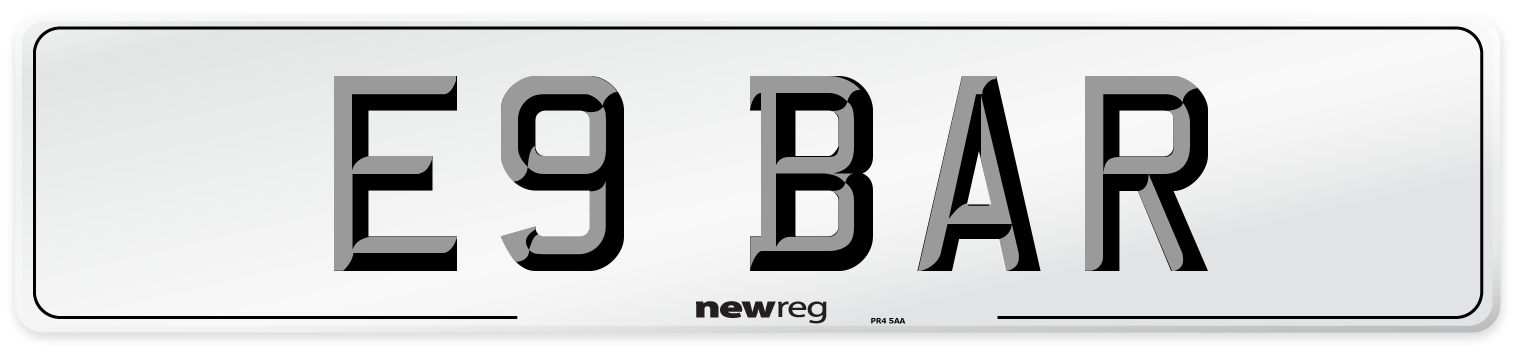 E9 BAR Front Number Plate