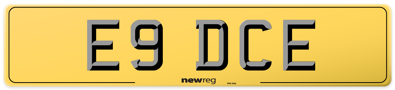 E9 DCE Rear Number Plate