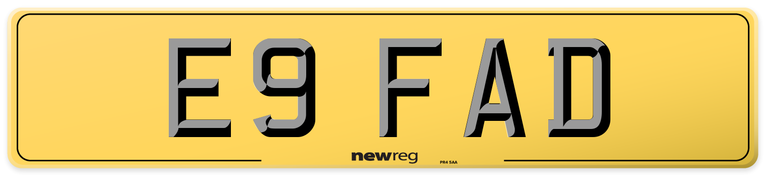 E9 FAD Rear Number Plate