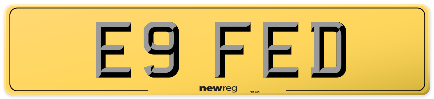 E9 FED Rear Number Plate