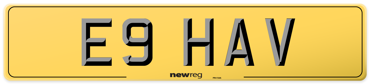 E9 HAV Rear Number Plate