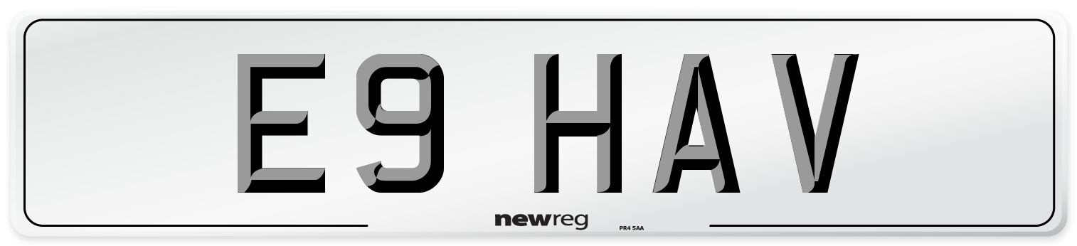 E9 HAV Front Number Plate