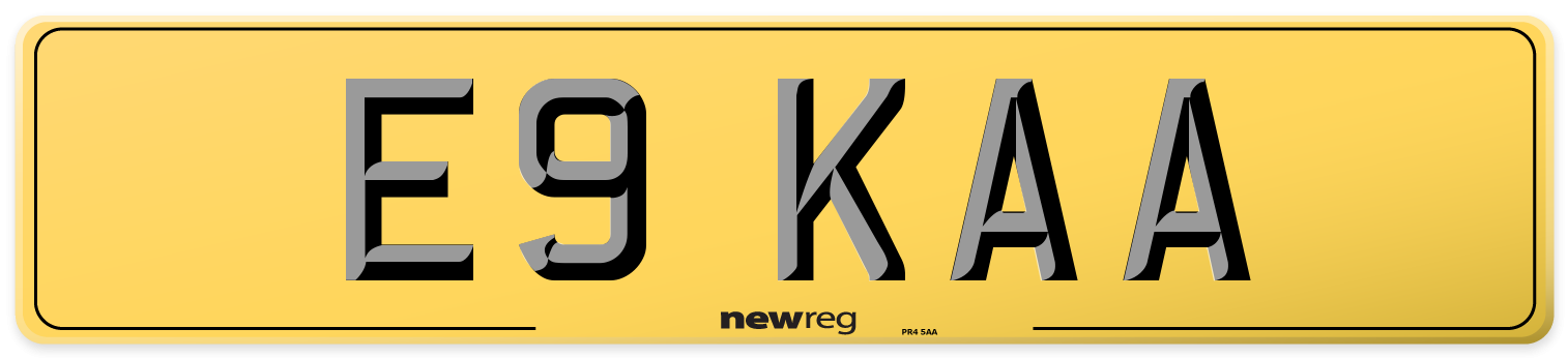 E9 KAA Rear Number Plate