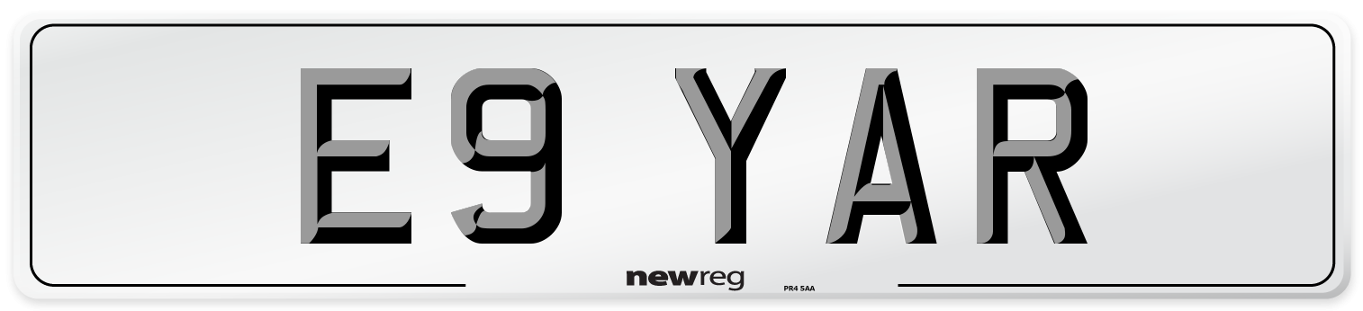 E9 YAR Front Number Plate