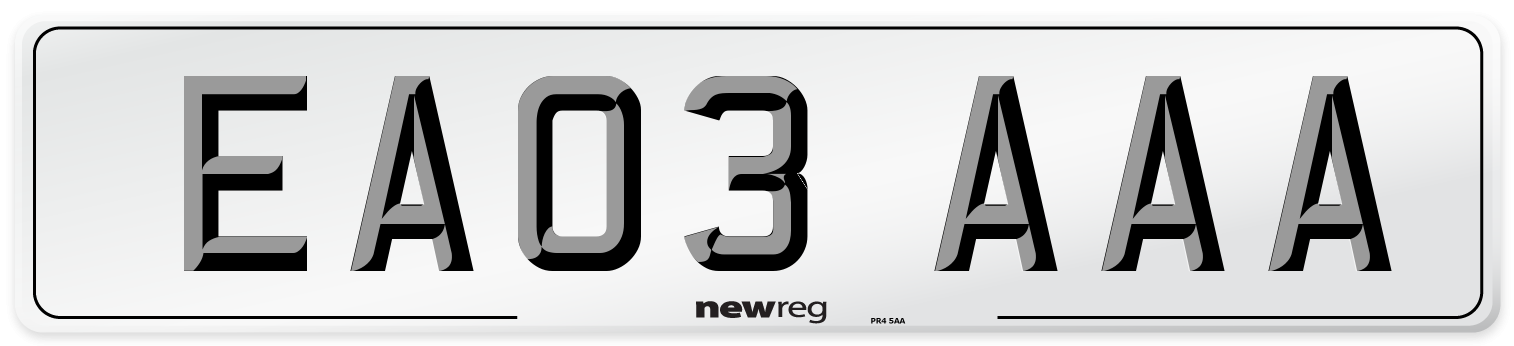 EA03 AAA Front Number Plate
