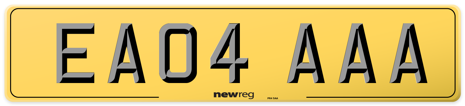EA04 AAA Rear Number Plate