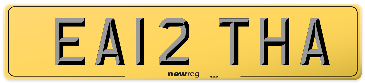 EA12 THA Rear Number Plate