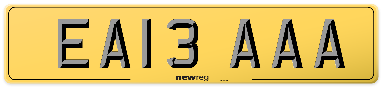 EA13 AAA Rear Number Plate