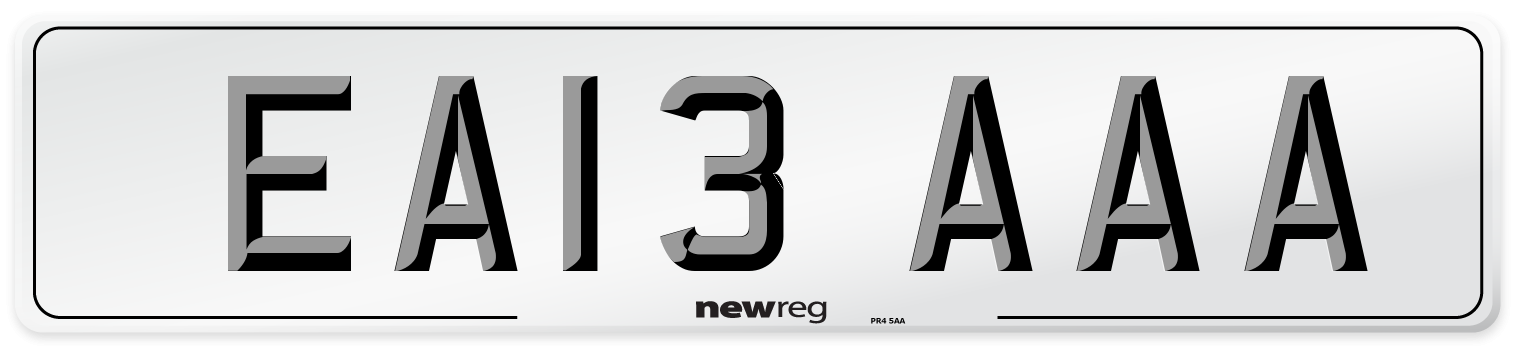 EA13 AAA Front Number Plate
