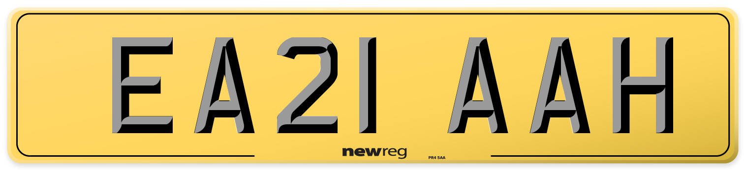 EA21 AAH Rear Number Plate