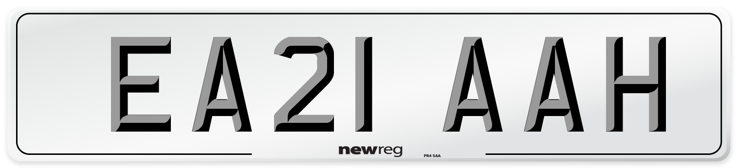 EA21 AAH Front Number Plate