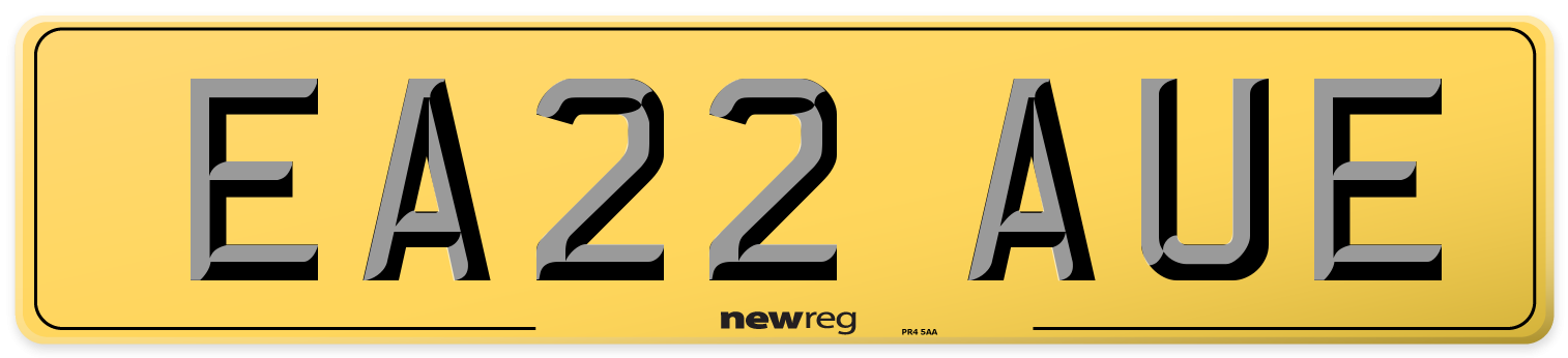 EA22 AUE Rear Number Plate