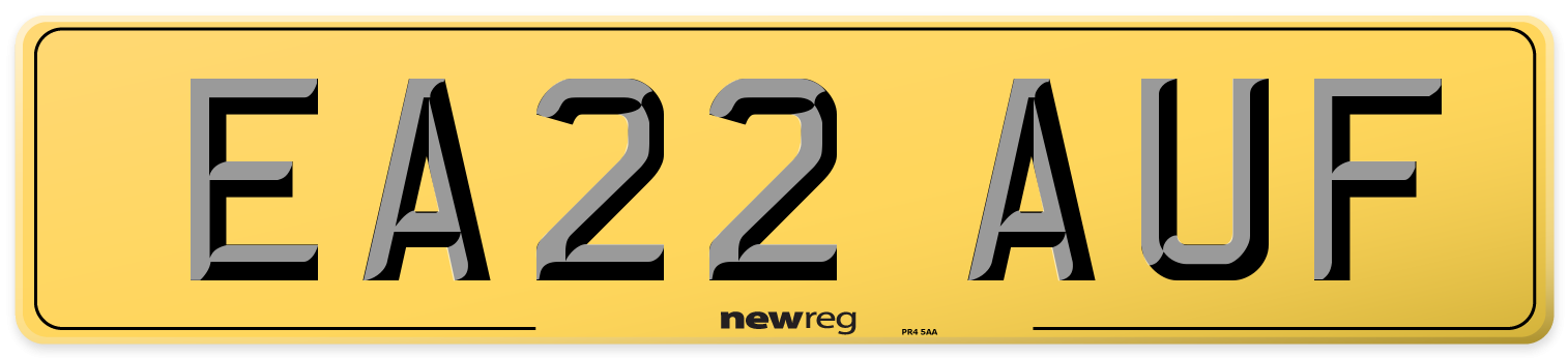 EA22 AUF Rear Number Plate