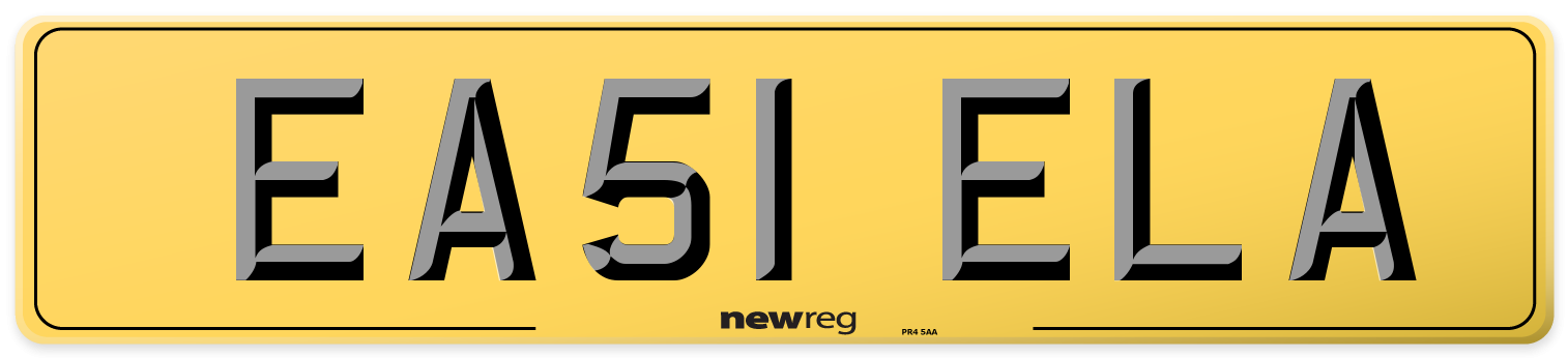 EA51 ELA Rear Number Plate