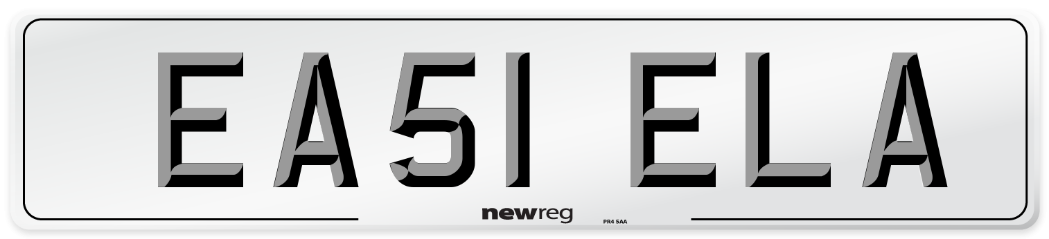 EA51 ELA Front Number Plate