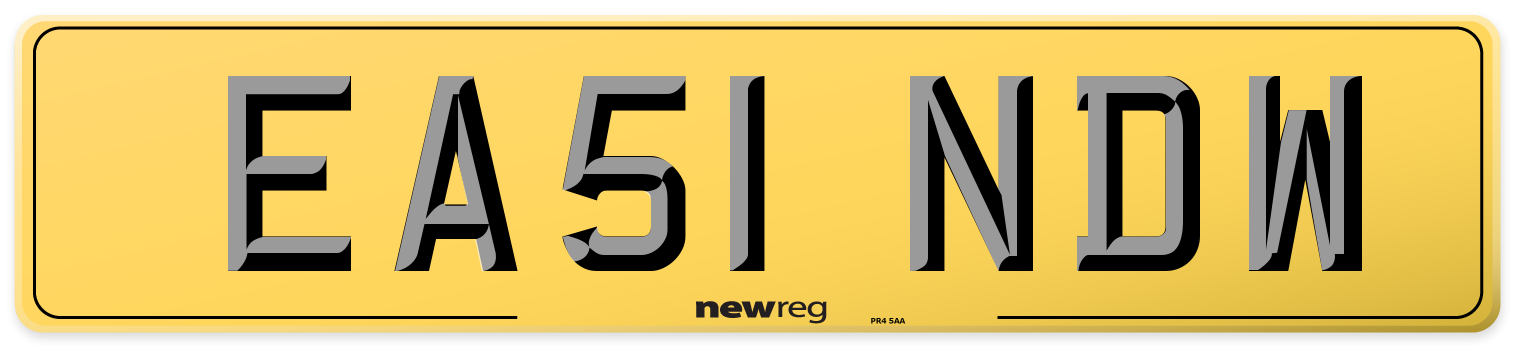 EA51 NDW Rear Number Plate