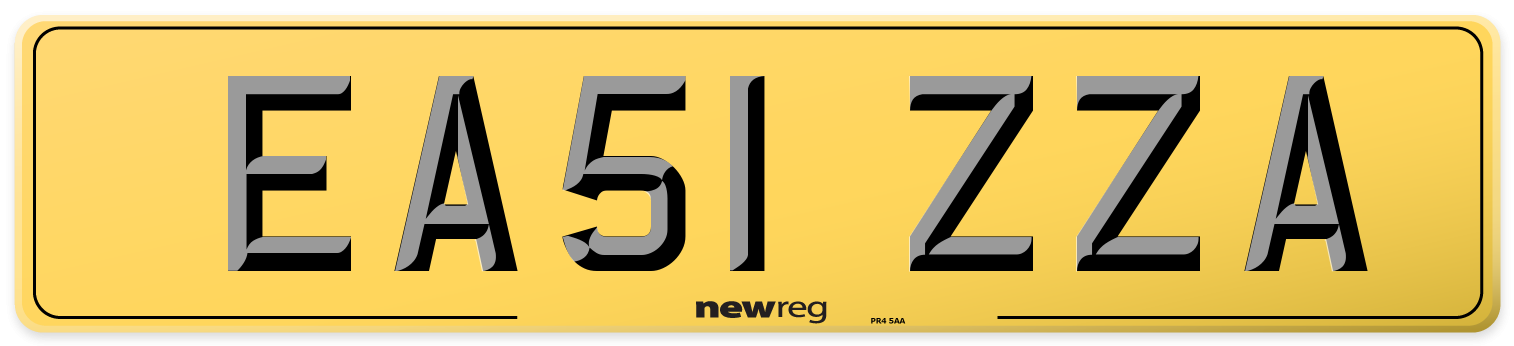 EA51 ZZA Rear Number Plate