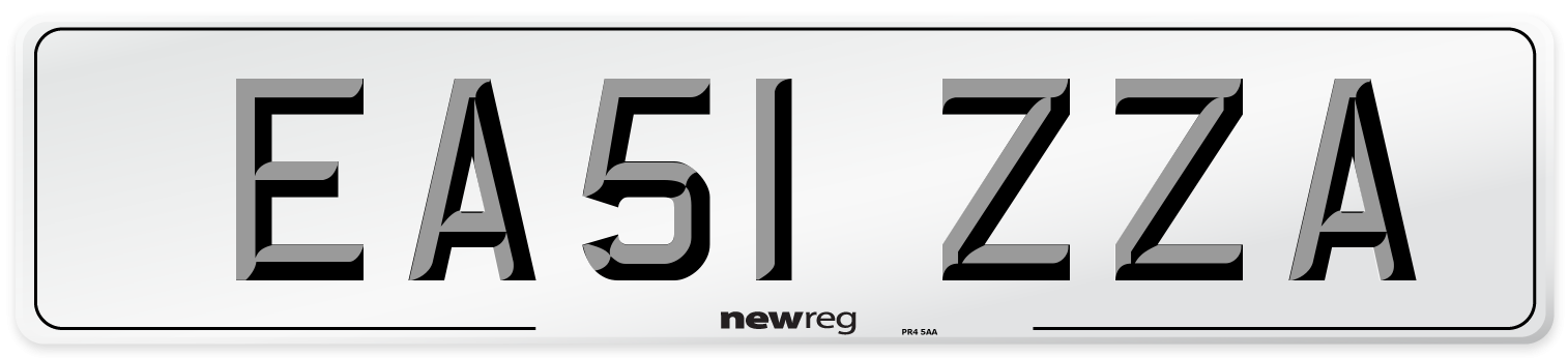 EA51 ZZA Front Number Plate