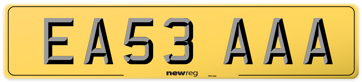 EA53 AAA Rear Number Plate