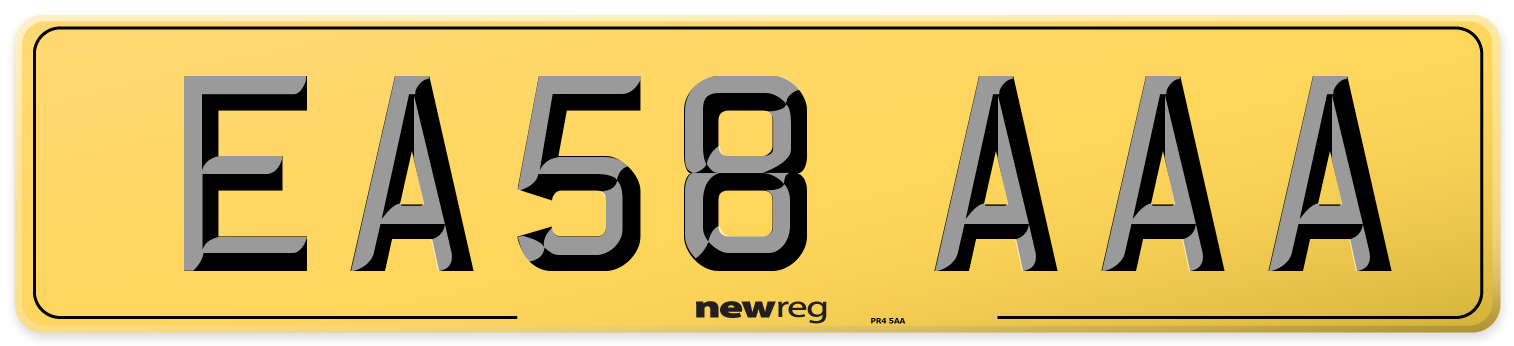 EA58 AAA Rear Number Plate