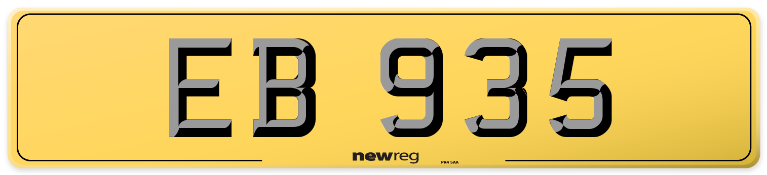 EB 935 Rear Number Plate