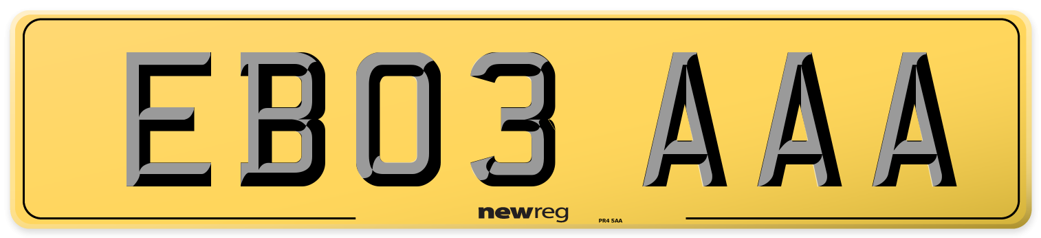 EB03 AAA Rear Number Plate