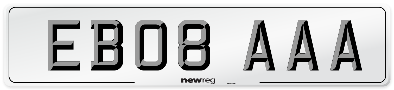 EB08 AAA Front Number Plate