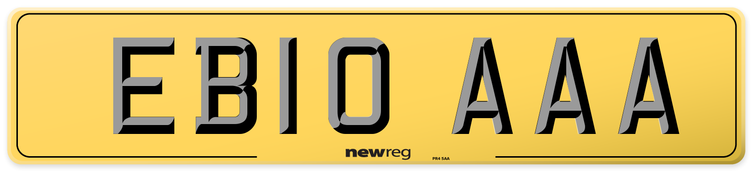 EB10 AAA Rear Number Plate