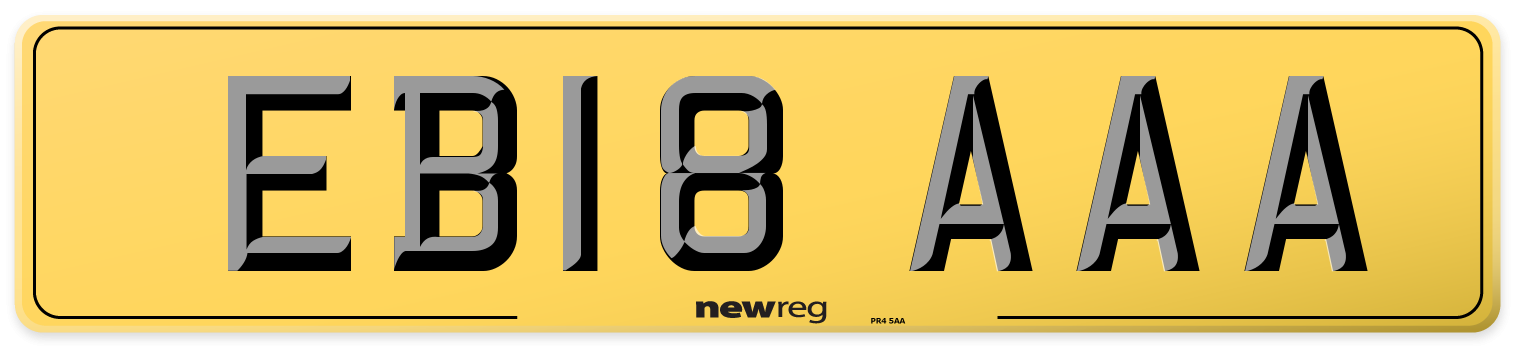 EB18 AAA Rear Number Plate