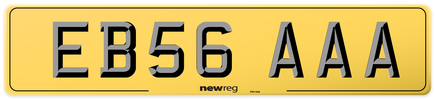 EB56 AAA Rear Number Plate