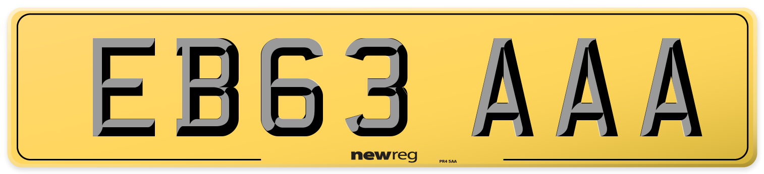 EB63 AAA Rear Number Plate