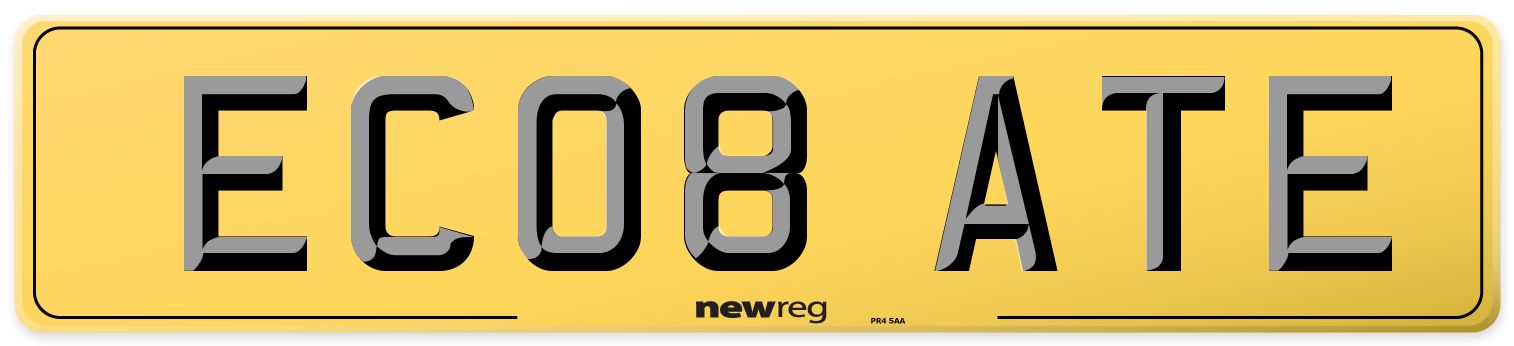 EC08 ATE Rear Number Plate