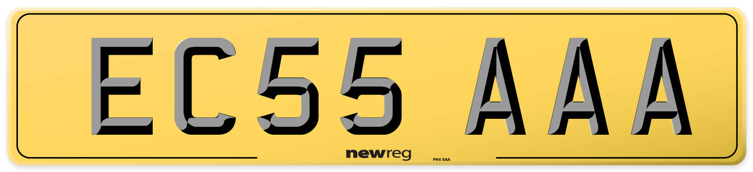 EC55 AAA Rear Number Plate