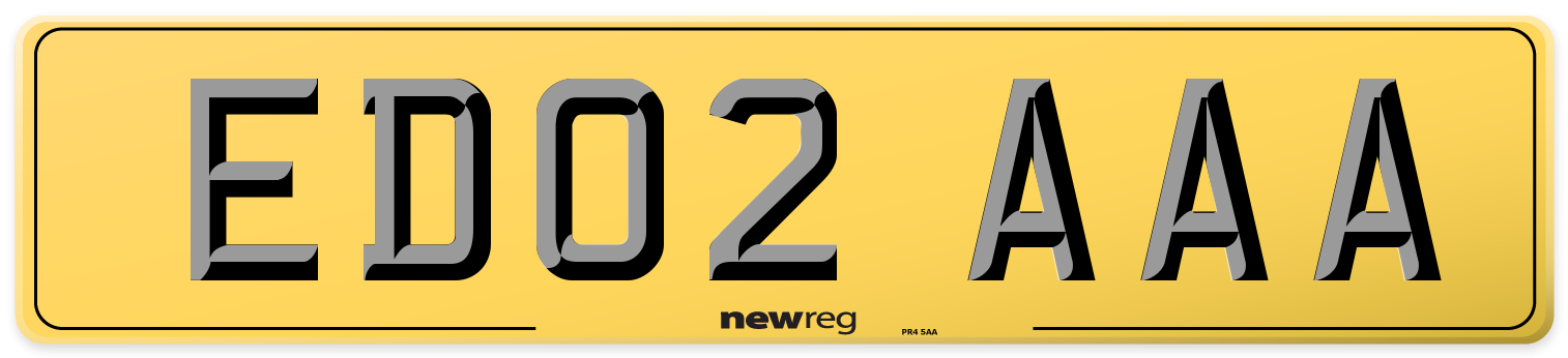 ED02 AAA Rear Number Plate