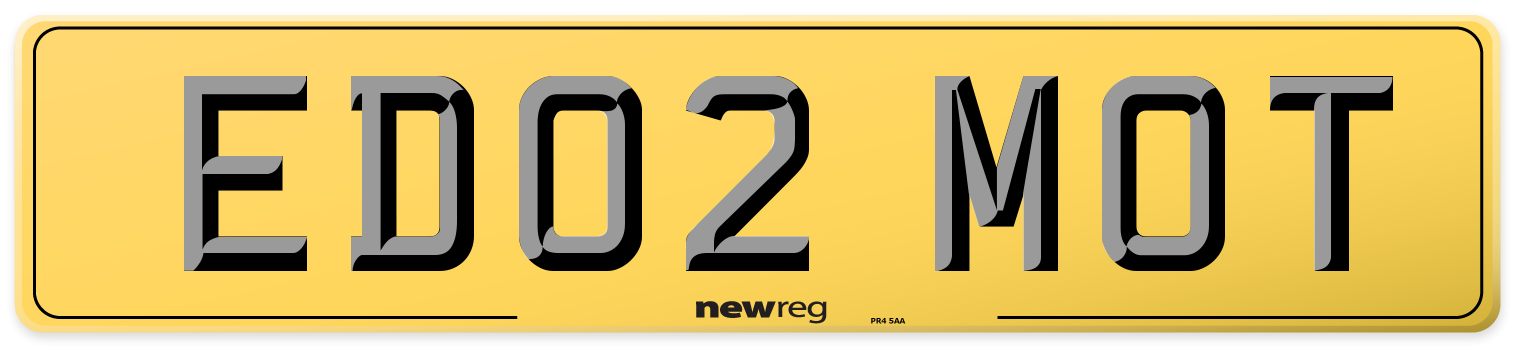 ED02 MOT Rear Number Plate