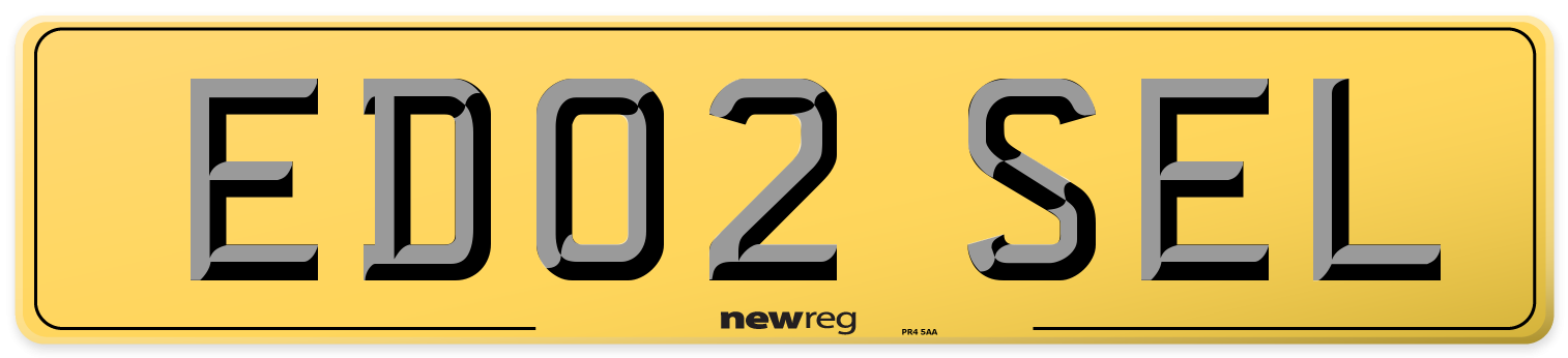 ED02 SEL Rear Number Plate