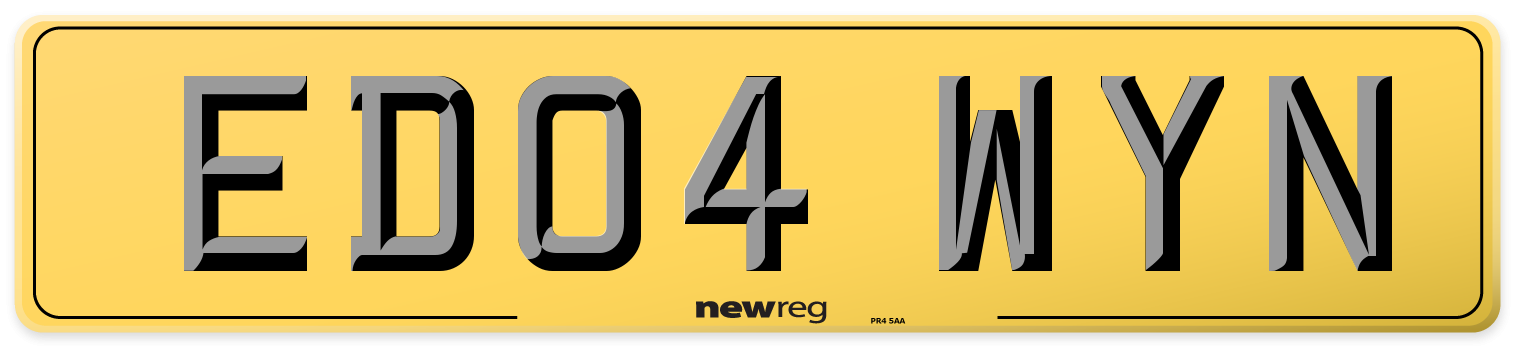 ED04 WYN Rear Number Plate