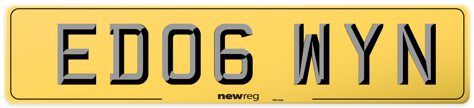 ED06 WYN Rear Number Plate
