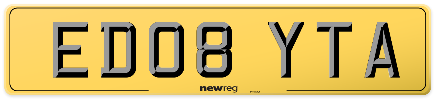 ED08 YTA Rear Number Plate