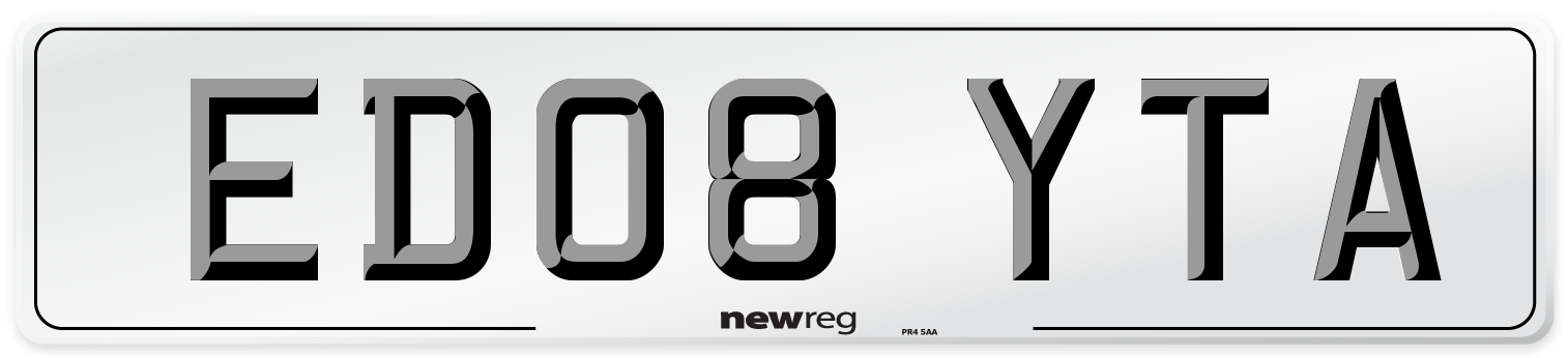 ED08 YTA Front Number Plate