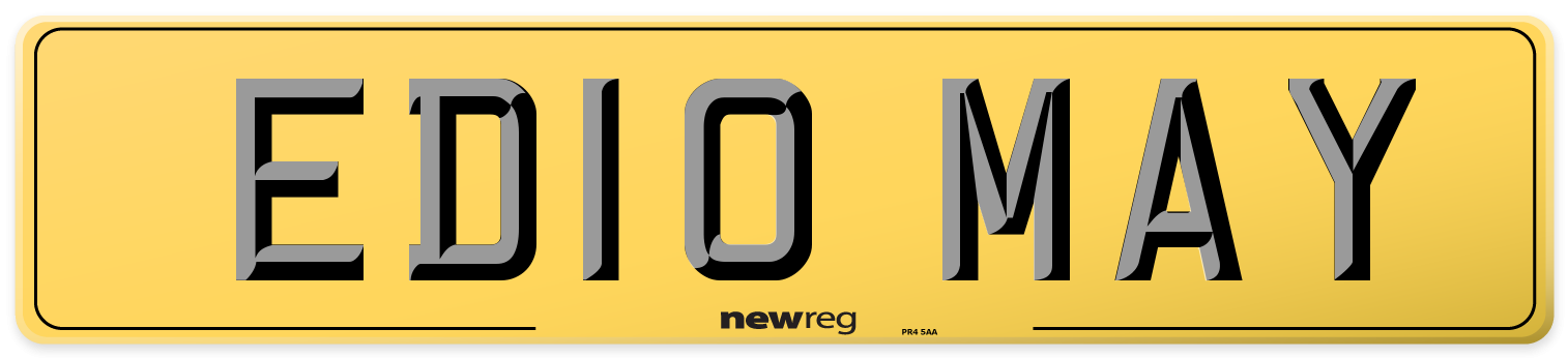 ED10 MAY Rear Number Plate