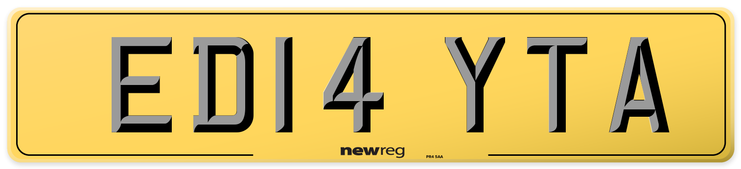 ED14 YTA Rear Number Plate