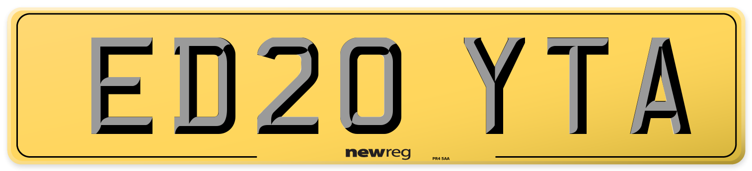 ED20 YTA Rear Number Plate